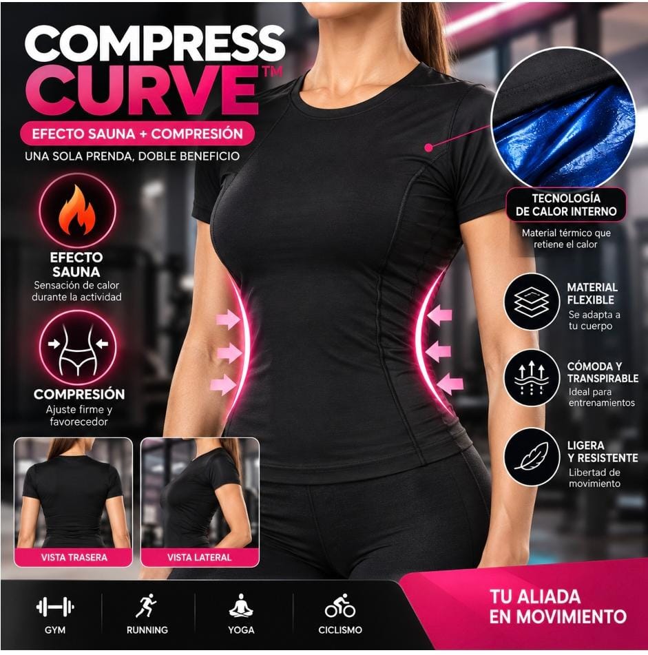 COMPRESS CURVE™ | Camiseta Efecto Sauna y Compresión para Mujer